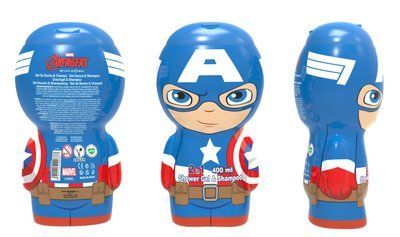 Air-Val Гель для душу+Шампунь 2в1 Капитан Америка  Captain America 2D 400 мл  1066710 фото